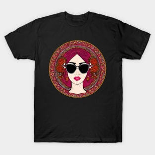 Cool vintage woman with sunglasses | T-Shirt